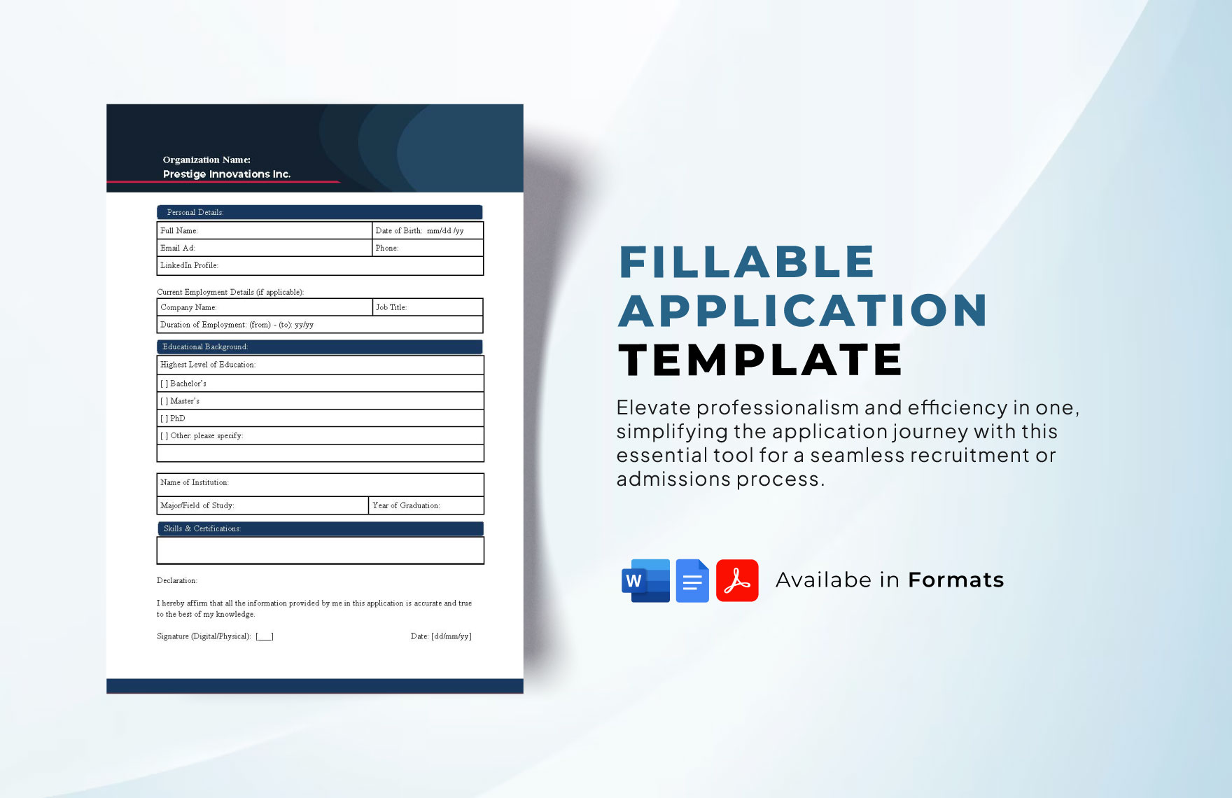 Internship Application Template - Download in Word | Template.net