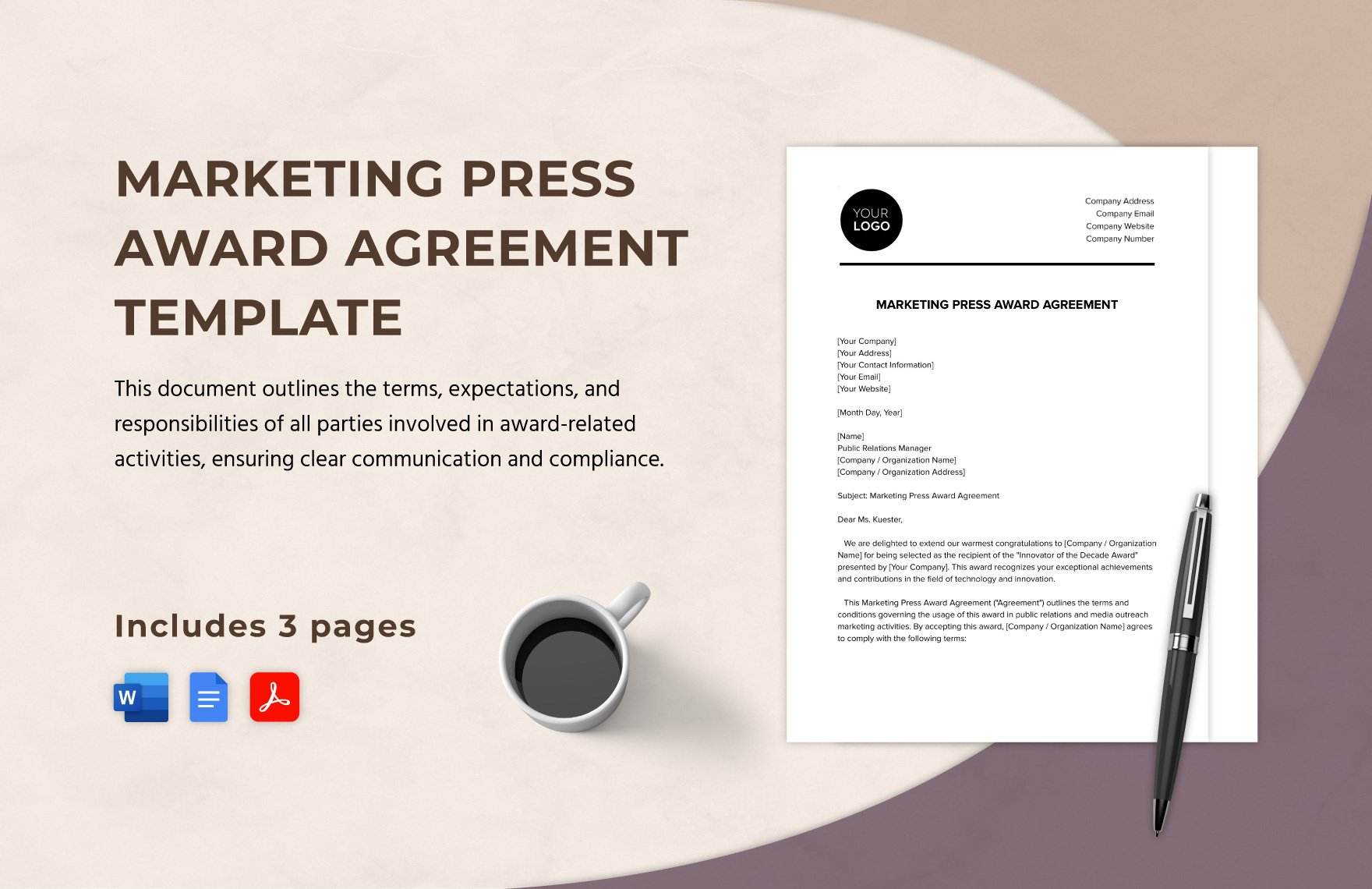 Marketing Press Award Agreement Template