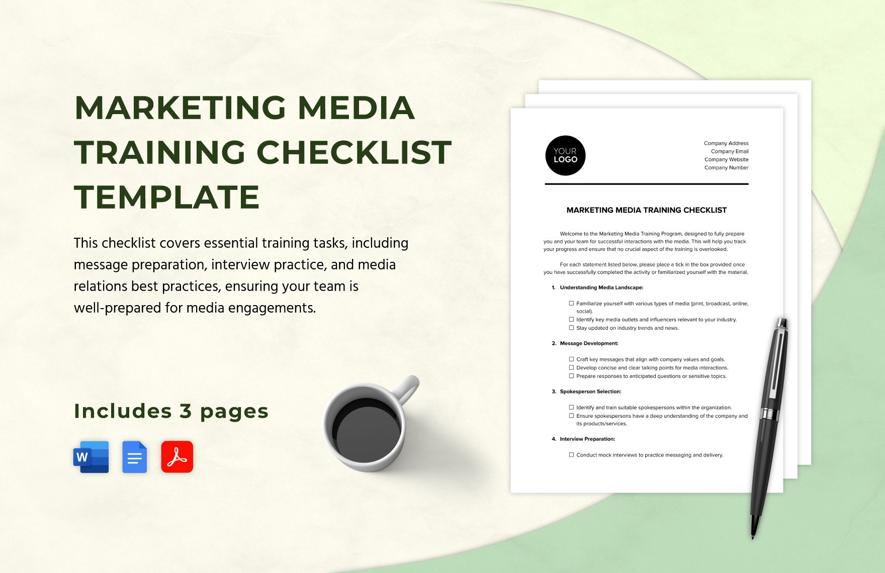 Marketing Media Training Checklist Template