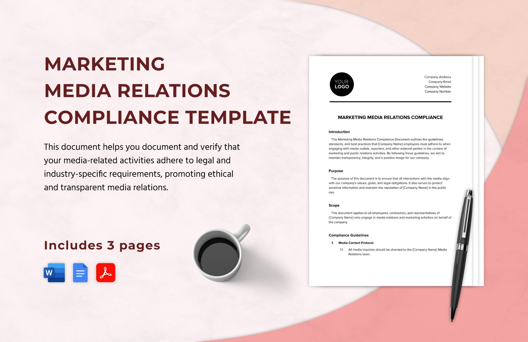 Marketing Media Relations Compliance Template in Word, Google Docs, PDF
