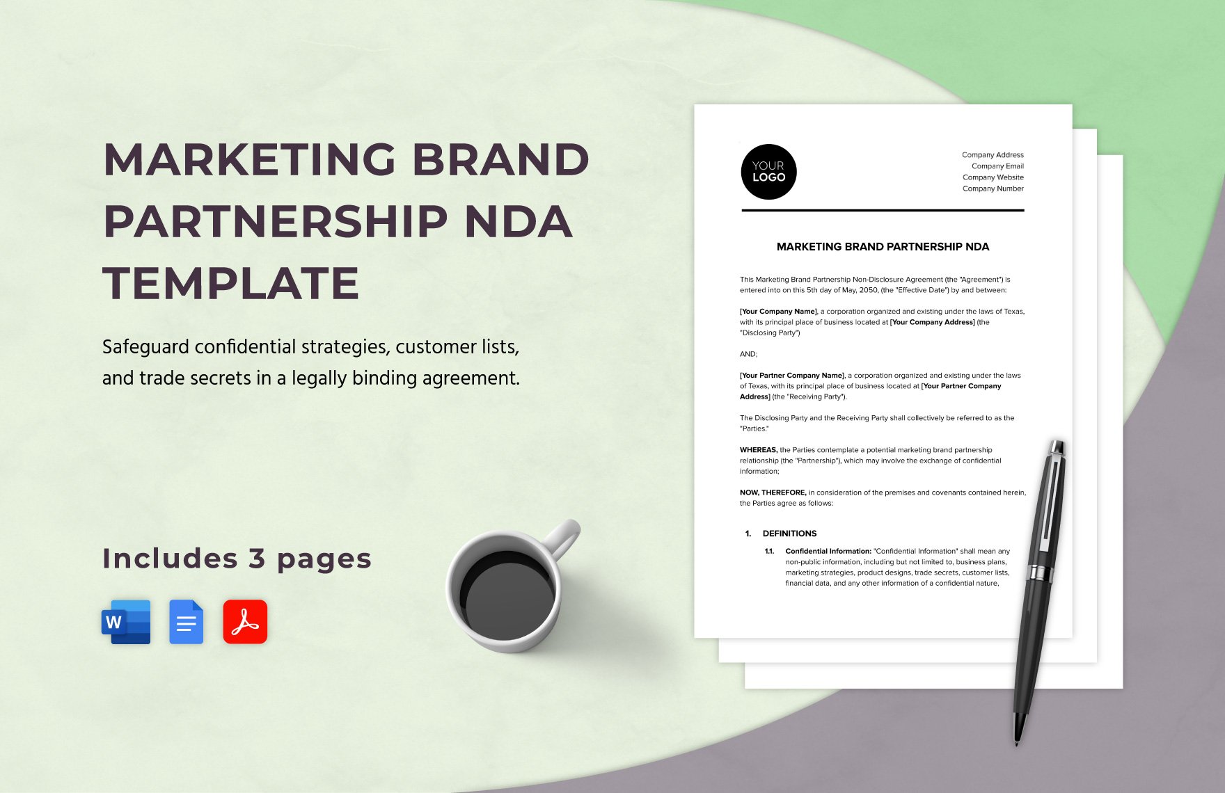 Marketing Brand Partnership NDA Template in Word, Google Docs, PDF