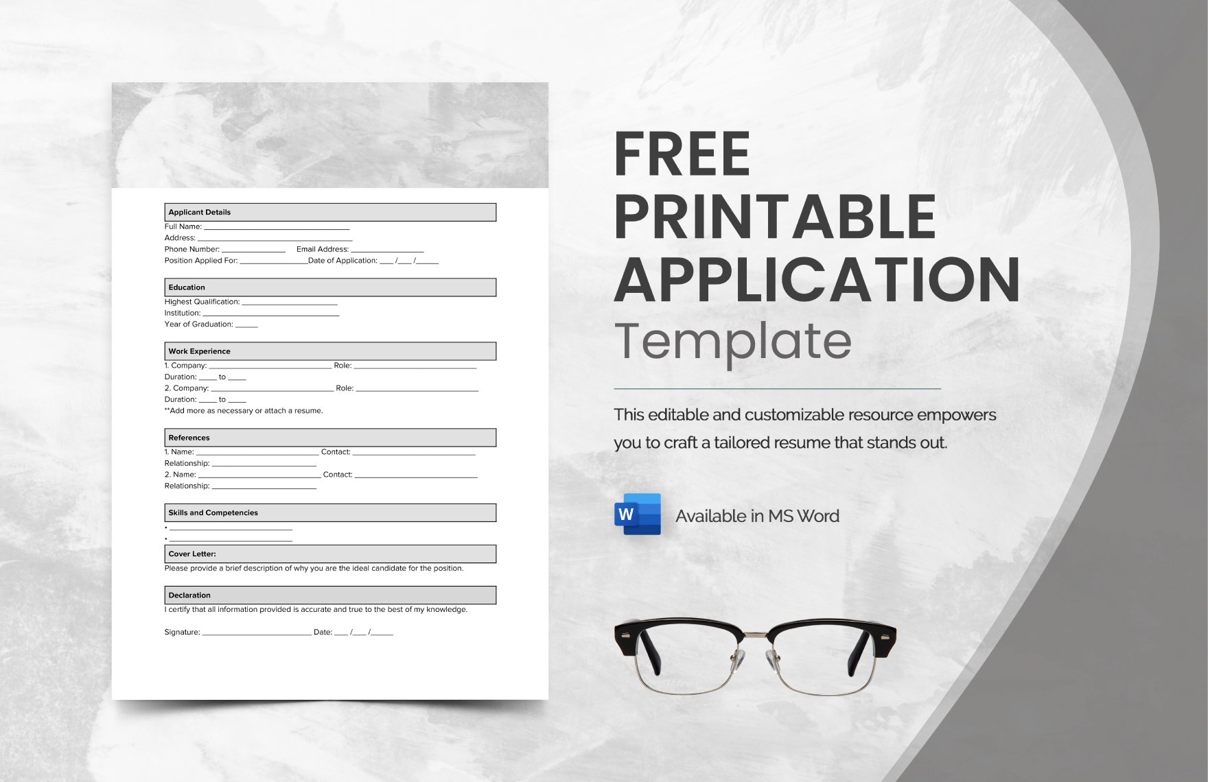 Free Printable Application Template in Word