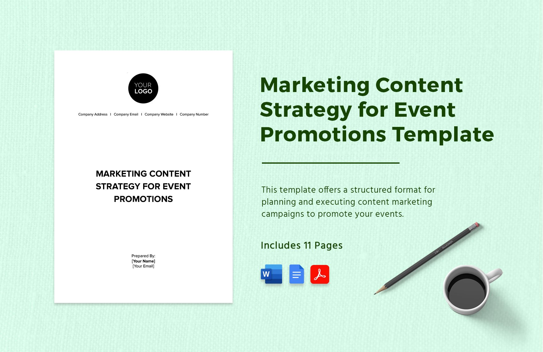 Marketing Content Strategy for Event Promotions Template in Word, Google Docs, PDF