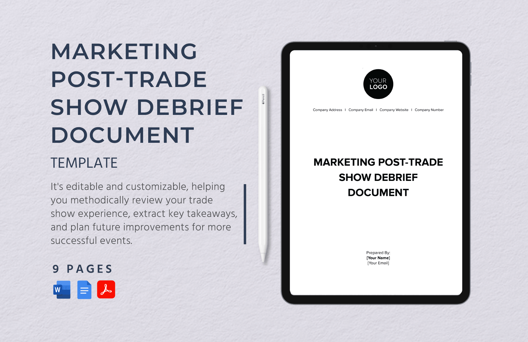 Marketing Post-Trade Show Debrief Document Template in Word, Google Docs, PDF