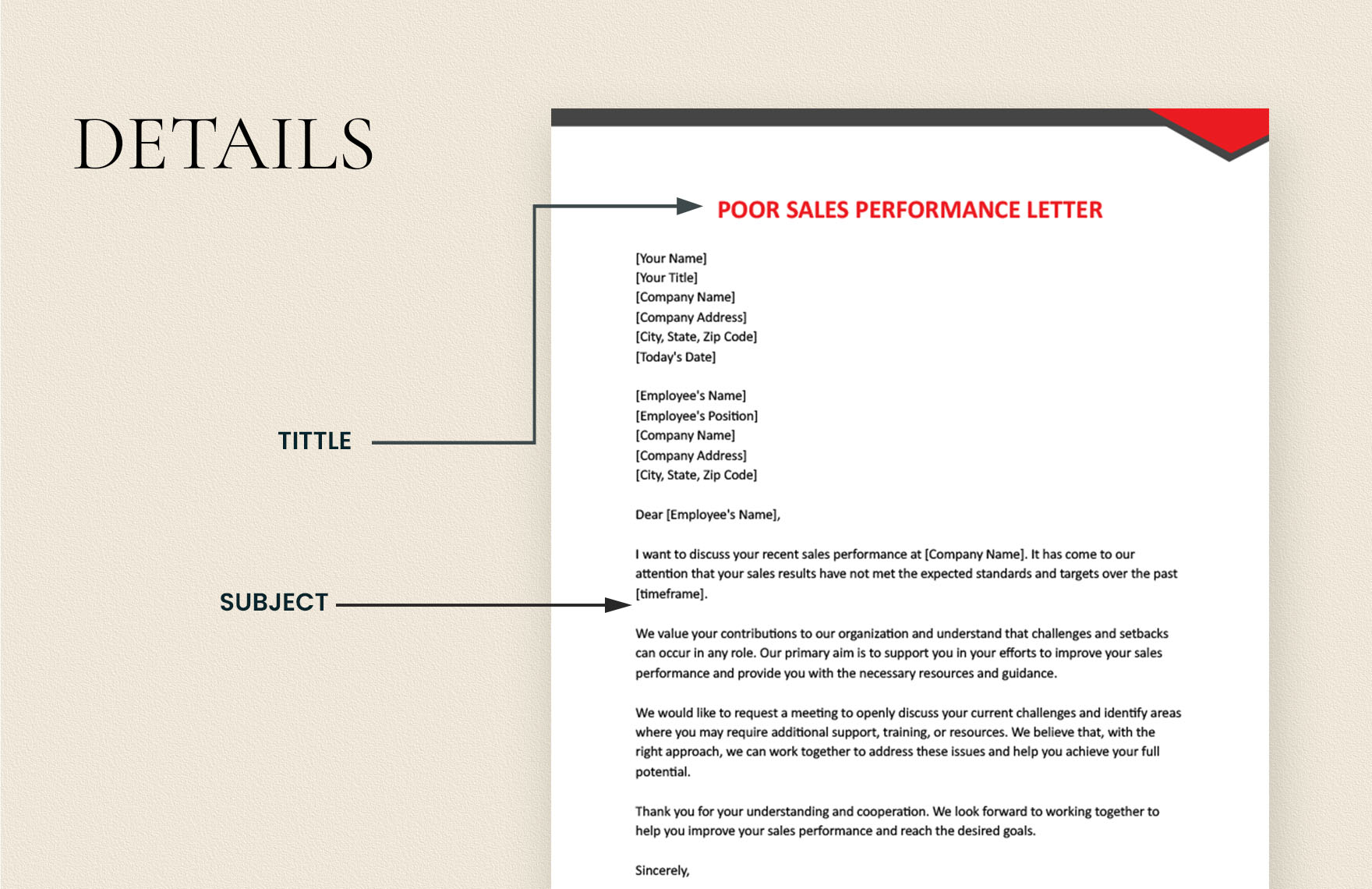 Poor Sales Performance Letter