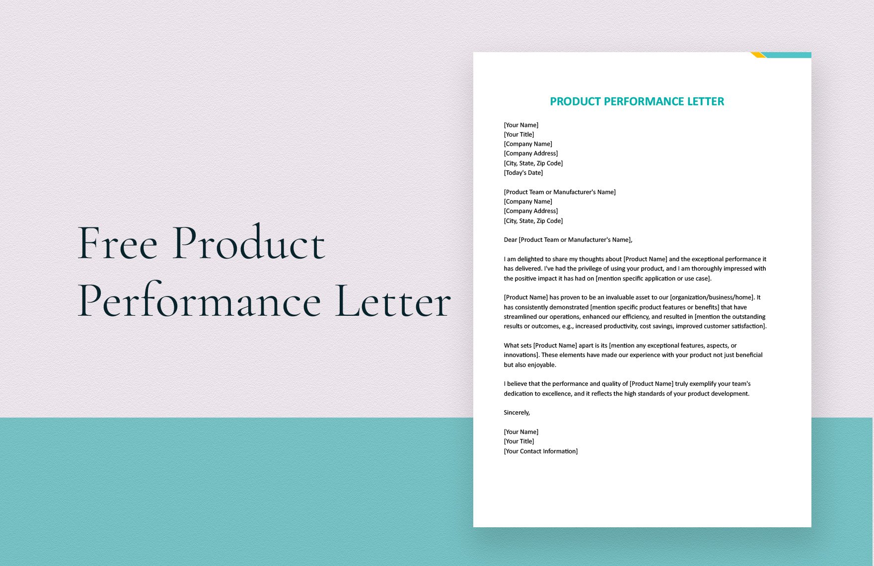 Product Performance Letter