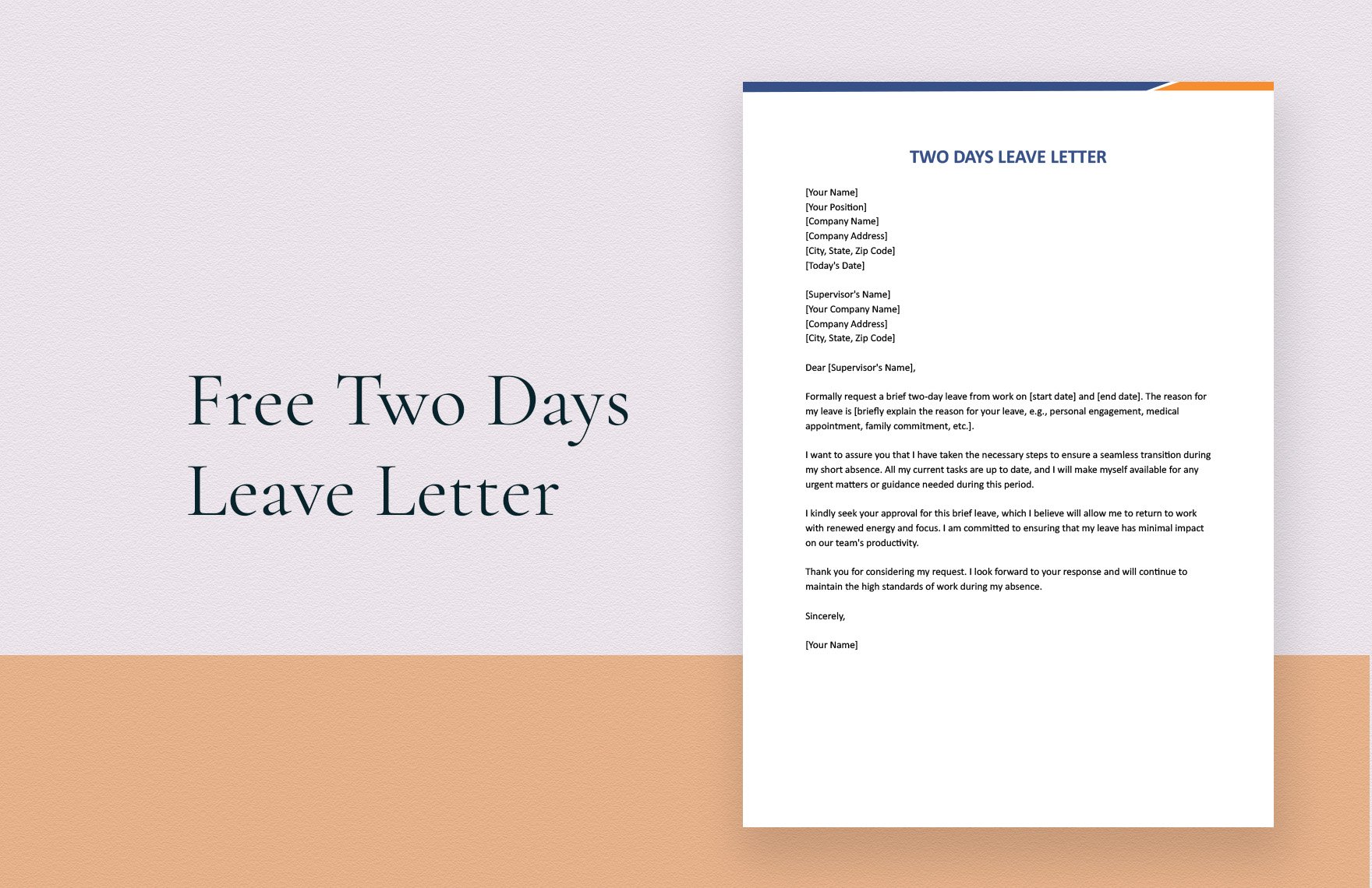 Two Days Leave Letter