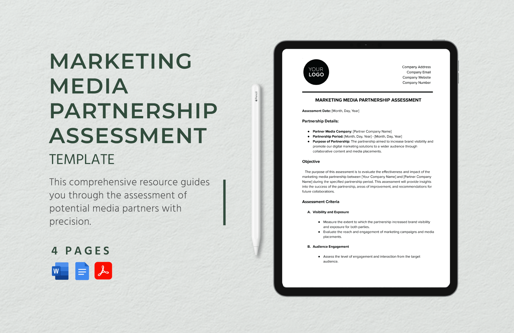 Marketing Media Partnership Assessment Template in Word, Google Docs, PDF