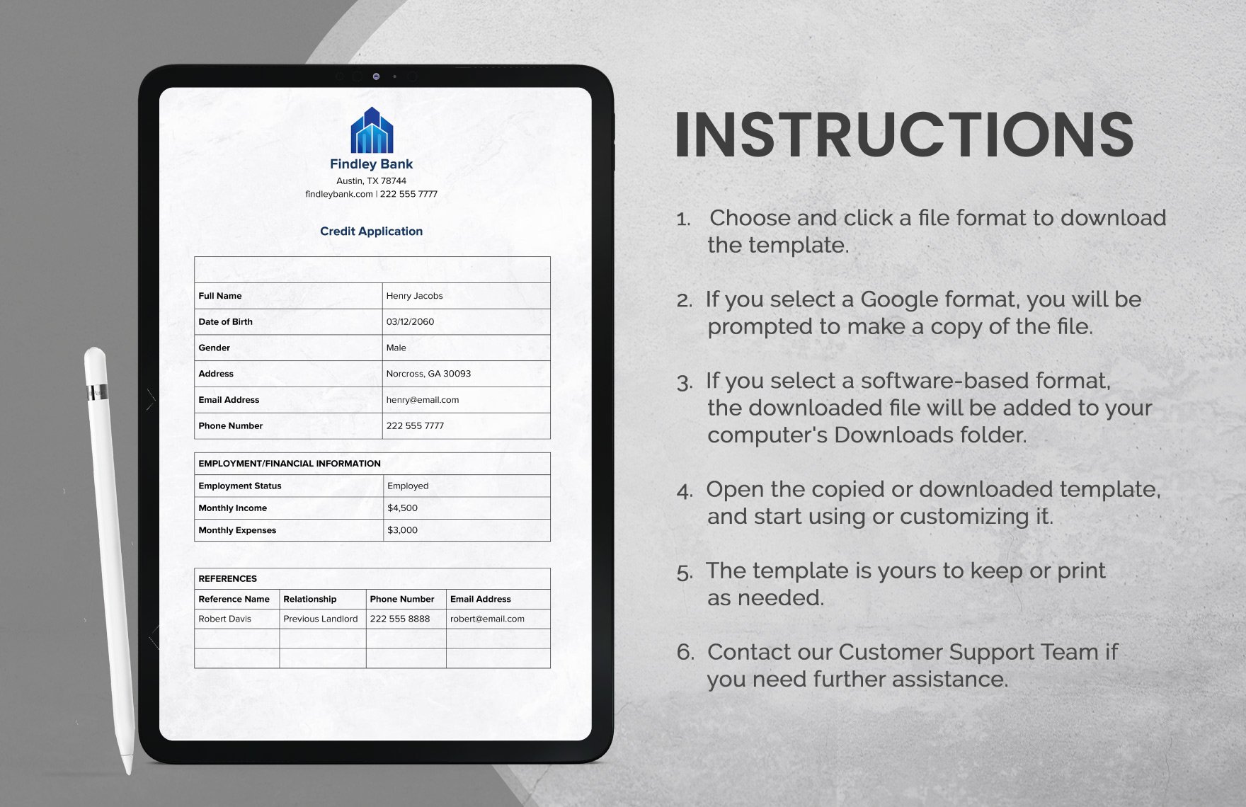 Credit Application Template
