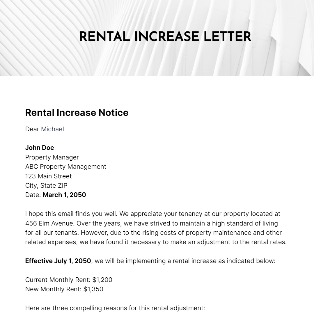 Rental Increase Letter Template