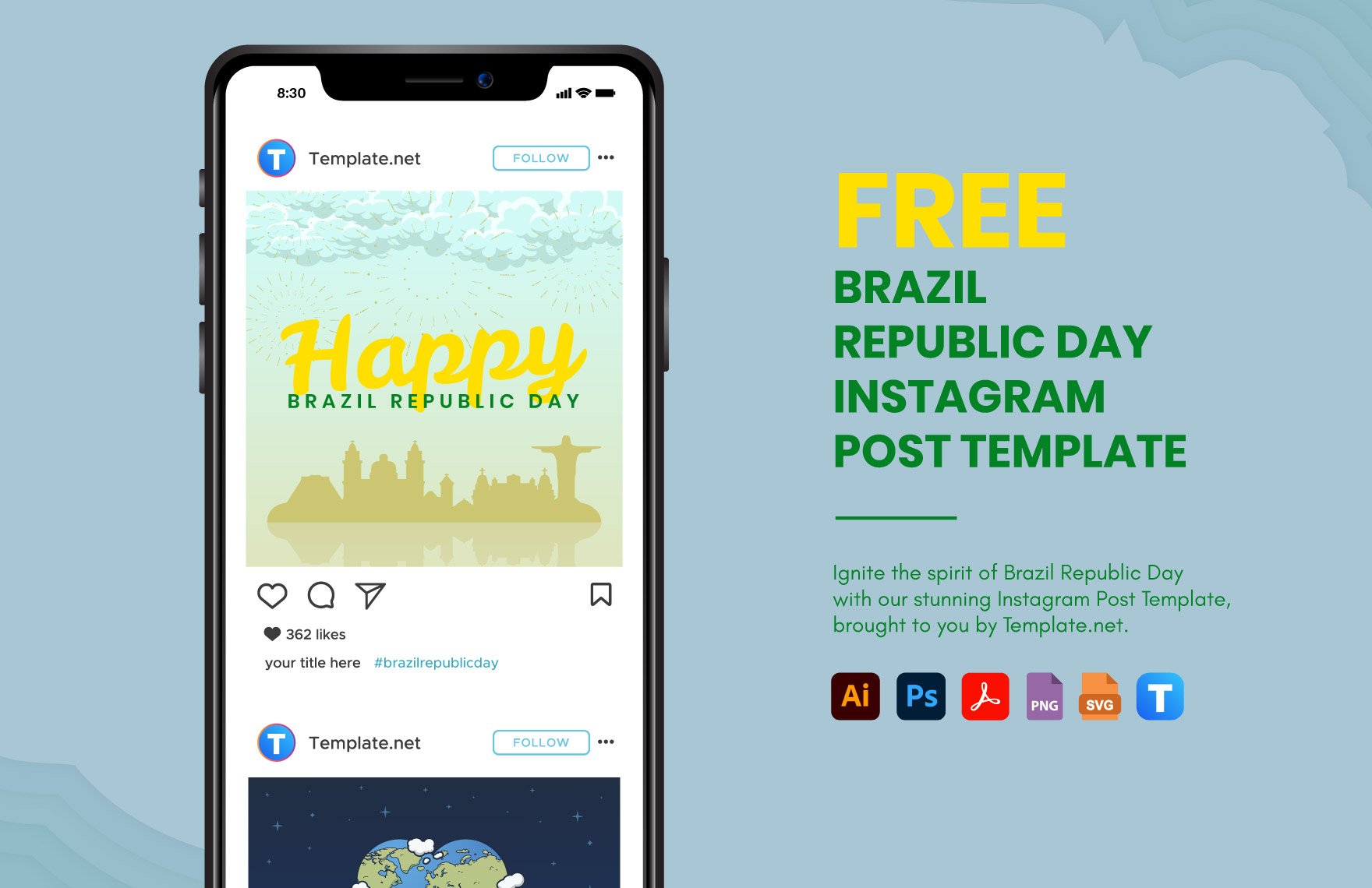 Free Brazil Republic Day Instagram Post Template in PDF, Illustrator, PSD, SVG, PNG