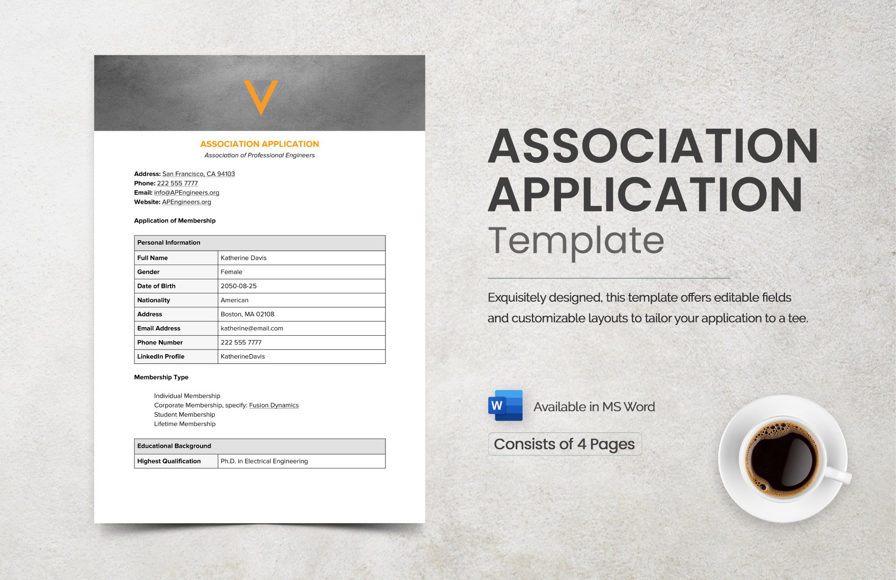 Association Application Template