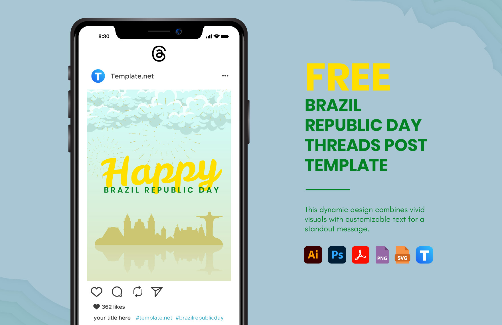 Free Brazil Republic Day Threads Post Template in PDF, Illustrator, PSD, SVG, PNG