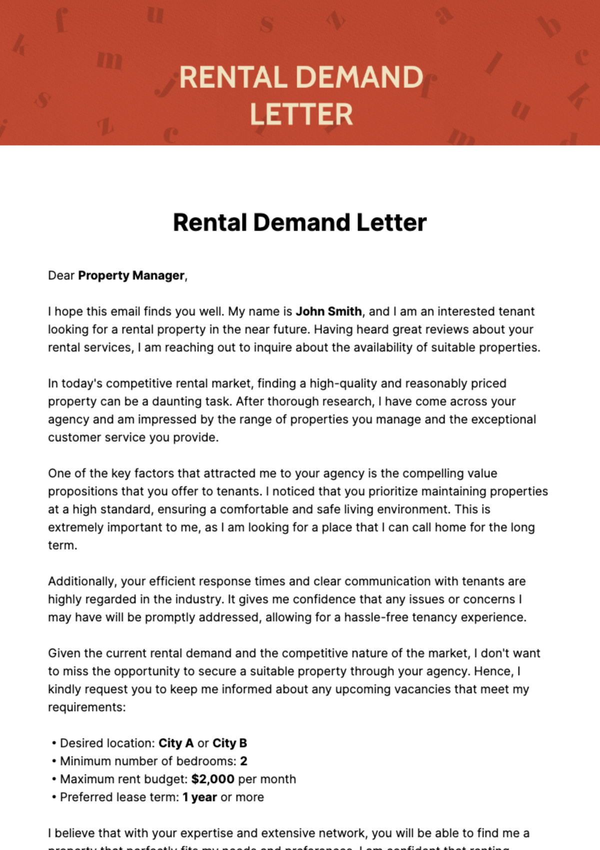 Rental Demand Letter Template