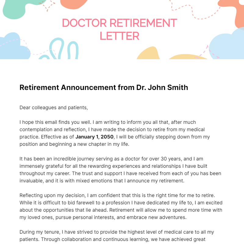 Doctor Retirement Letter Template