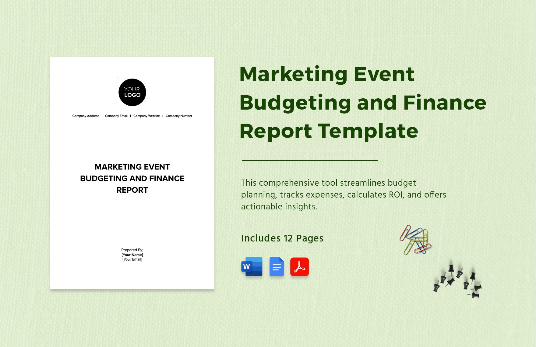 Marketing Event Budgeting and Finance Report Template in Word, Google Docs, PDF