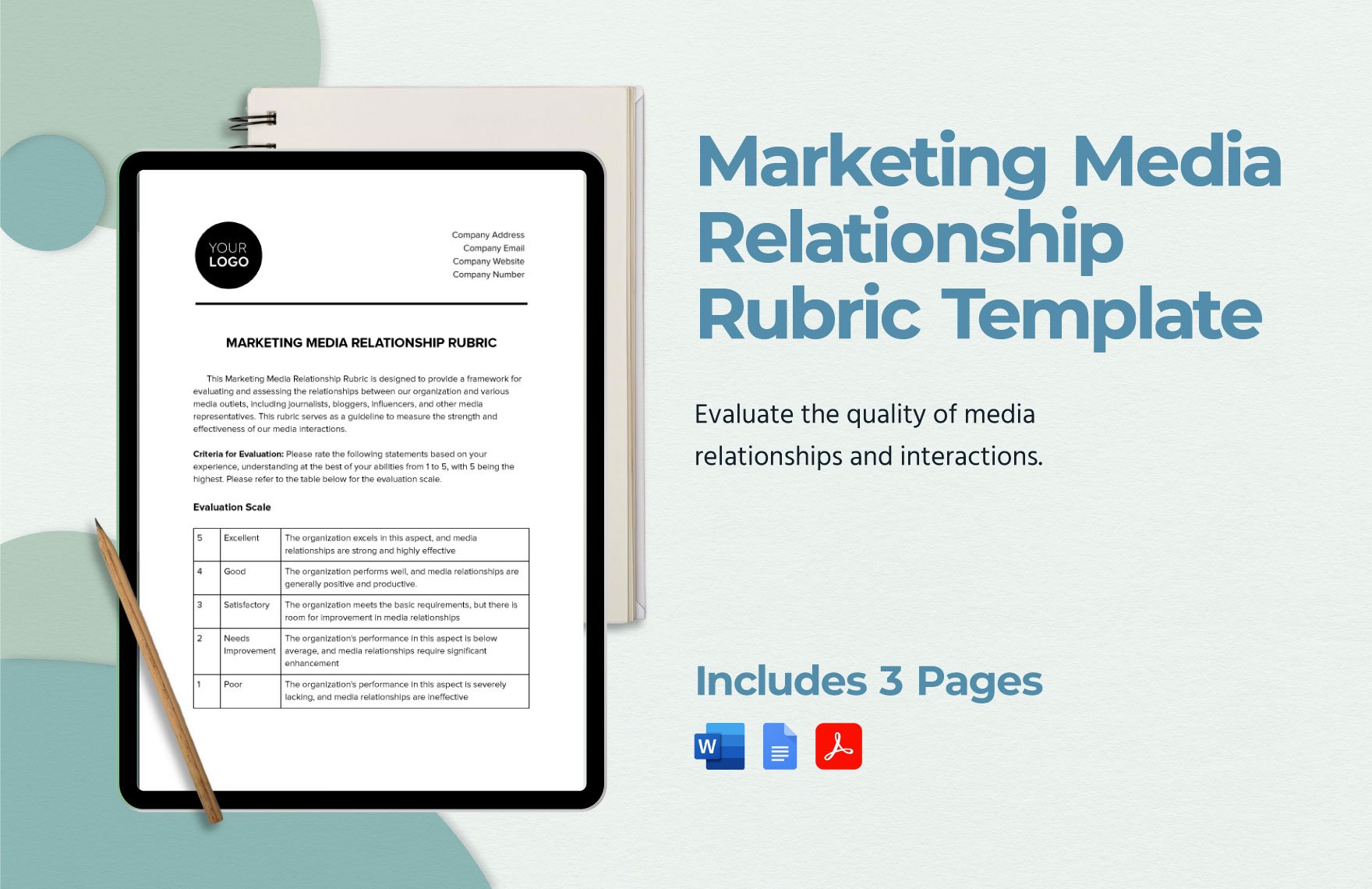 Marketing Media Relationship Rubric Template in Word, Google Docs, PDF