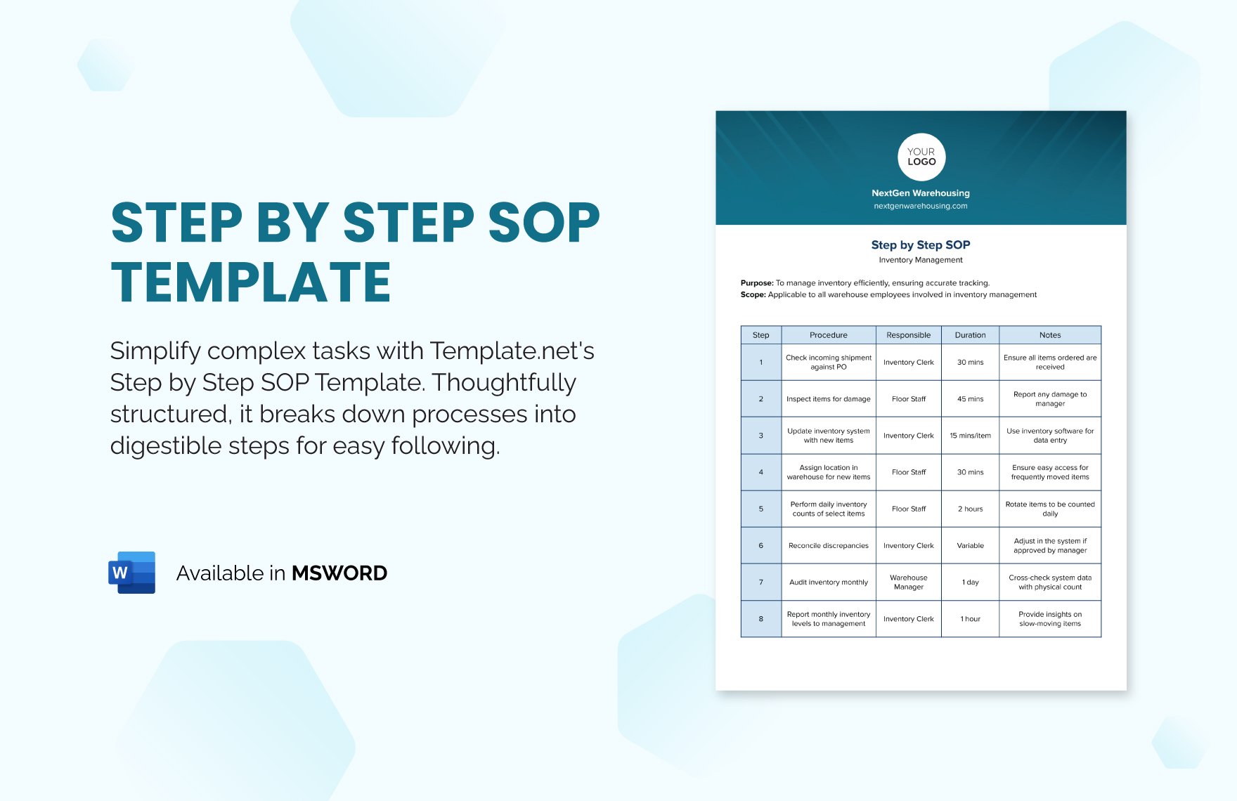 Step by Step SOP Template