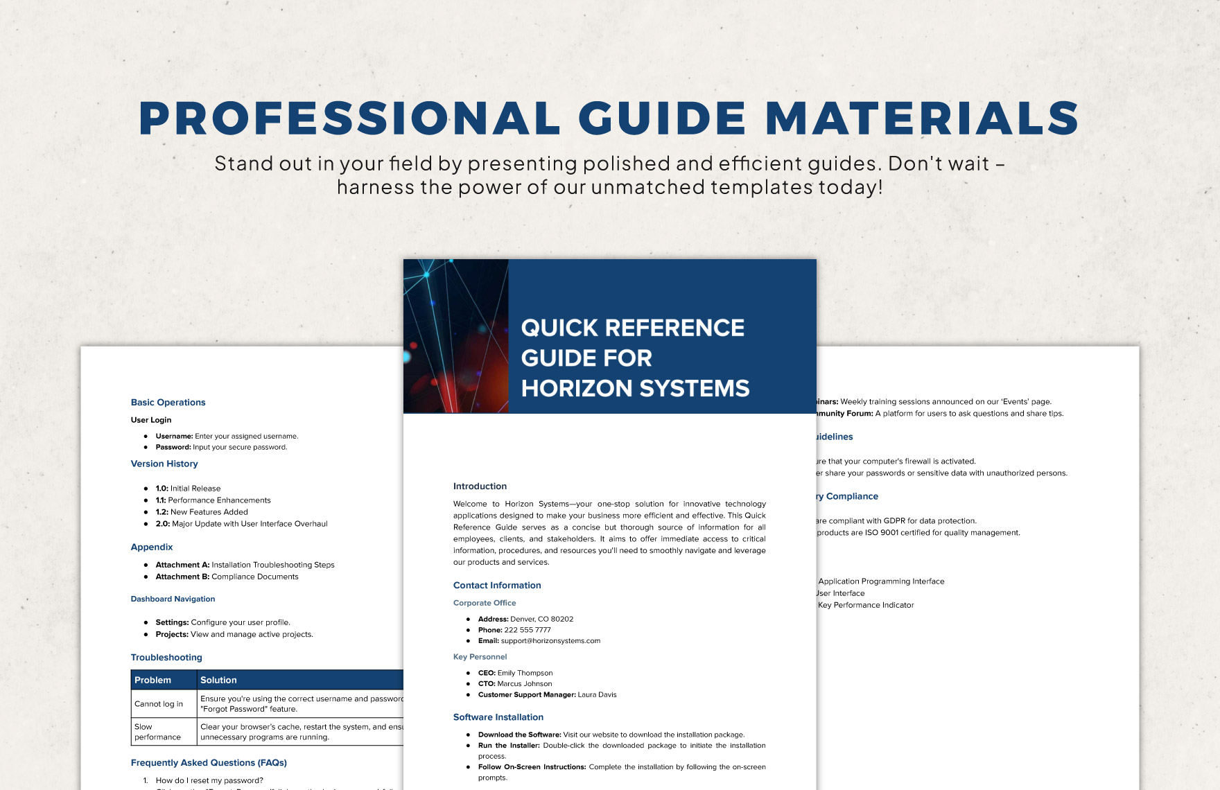 Quick Reference Guide Template