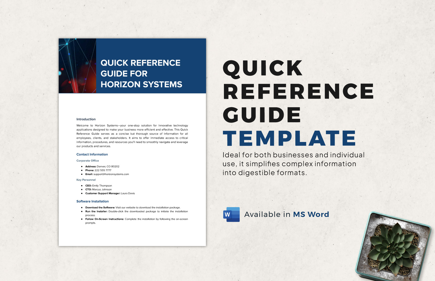 Quick Reference Sheet Template Layout