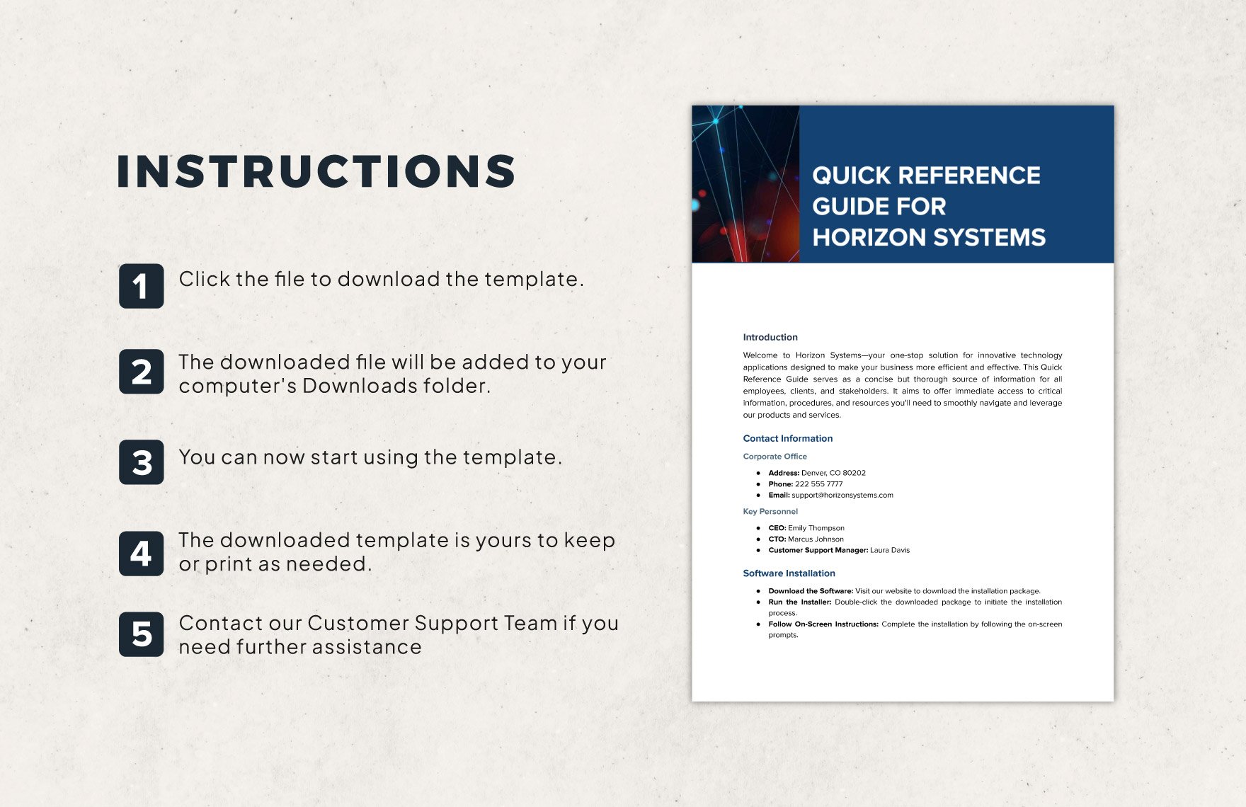 Quick Reference Guide Template