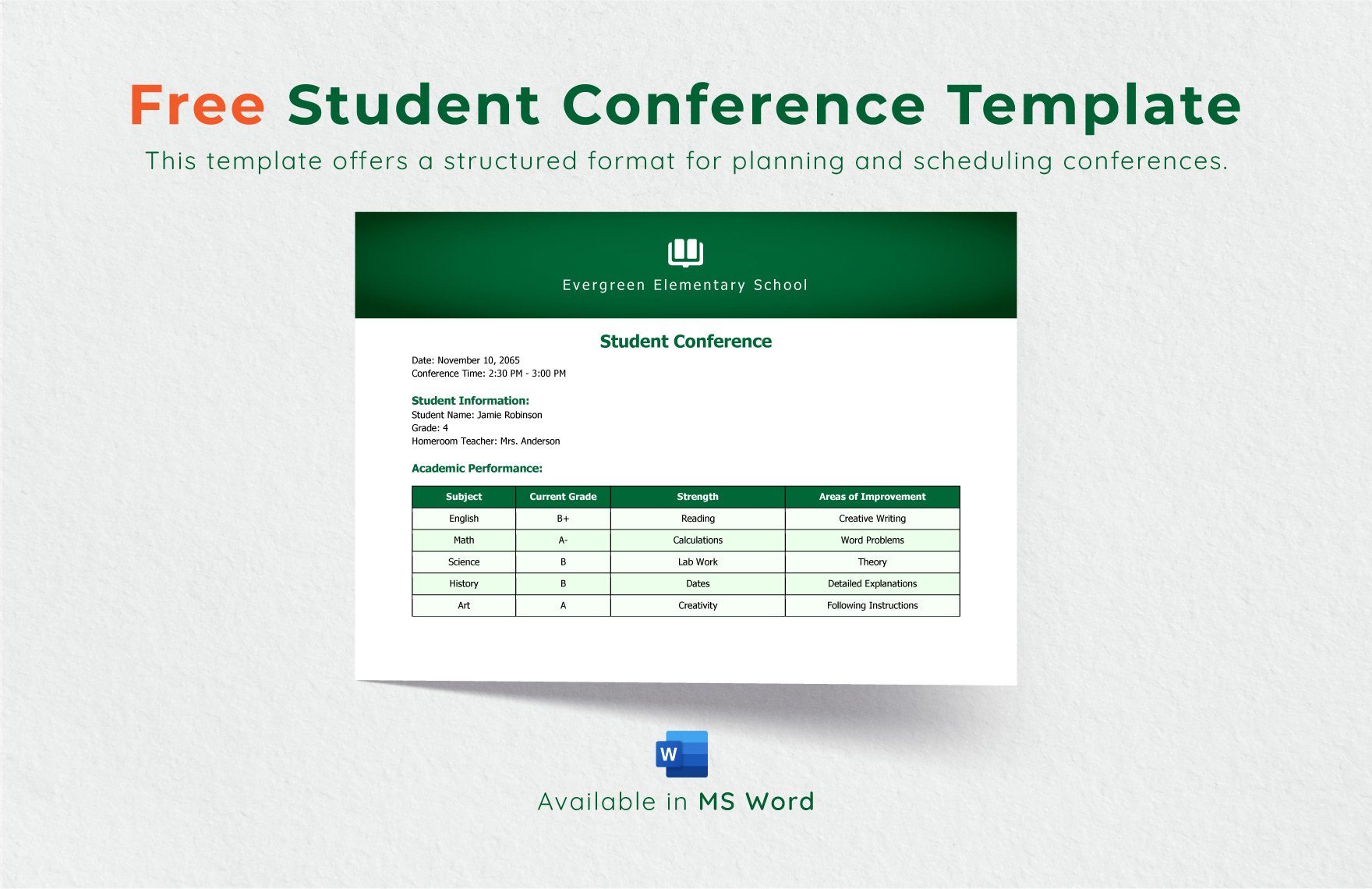 Free Student Conference Template in Word