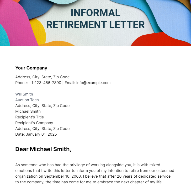 Free Informal Retirement Letter