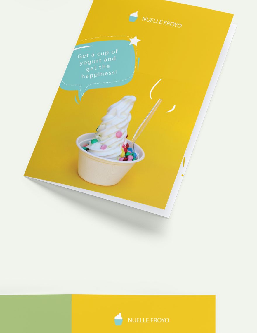 Frozen Yogurt Shop Take-out Bifold Brochure Template