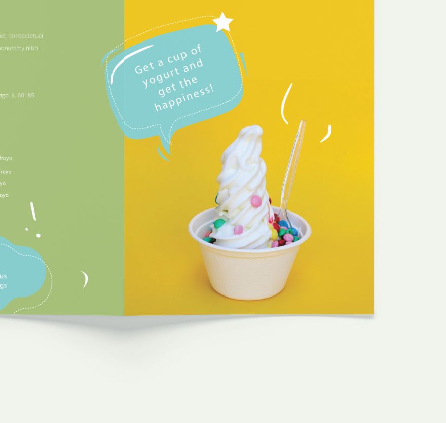Frozen Yogurt Shop Takeout Bifold Brochure 