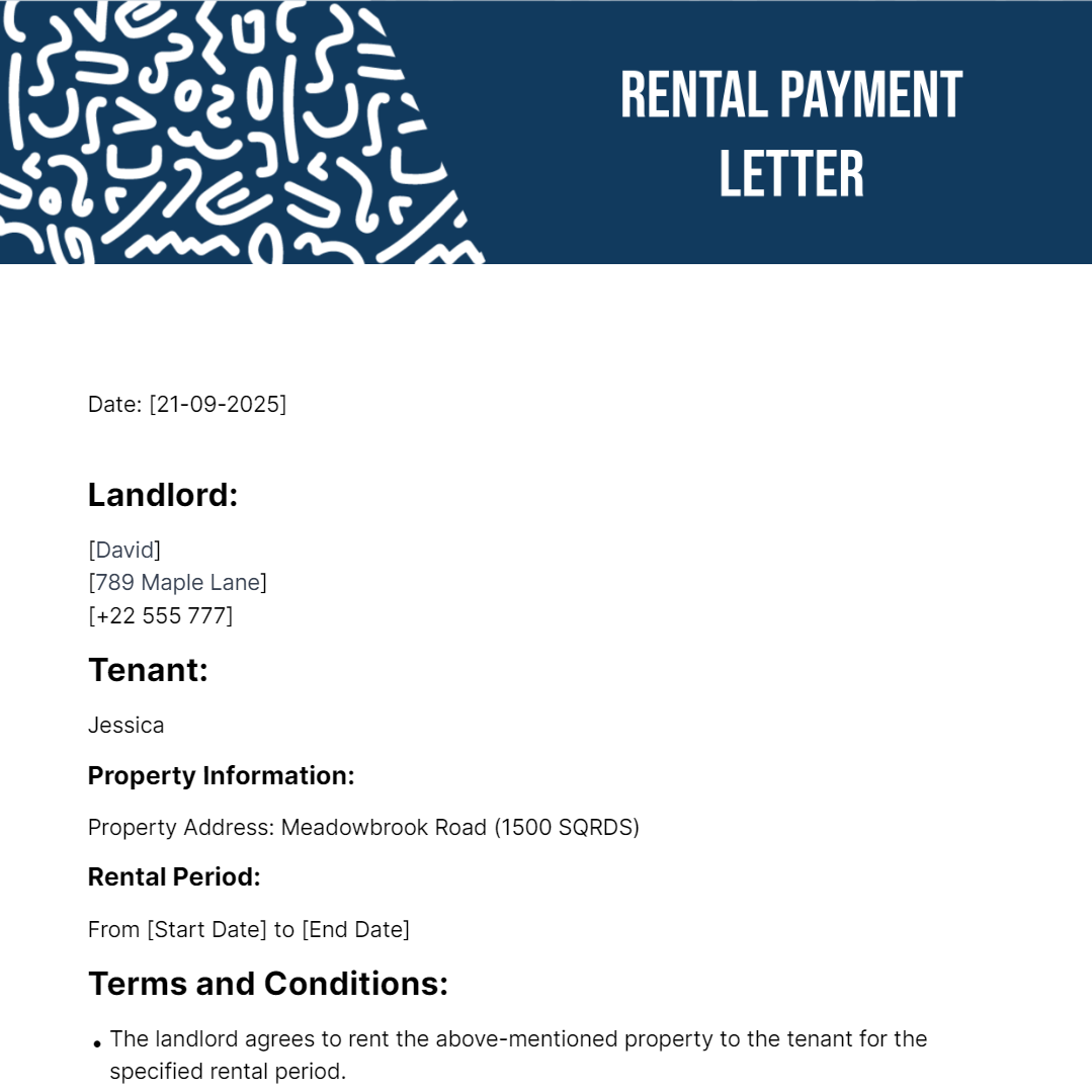 Rental Payment Letter Template