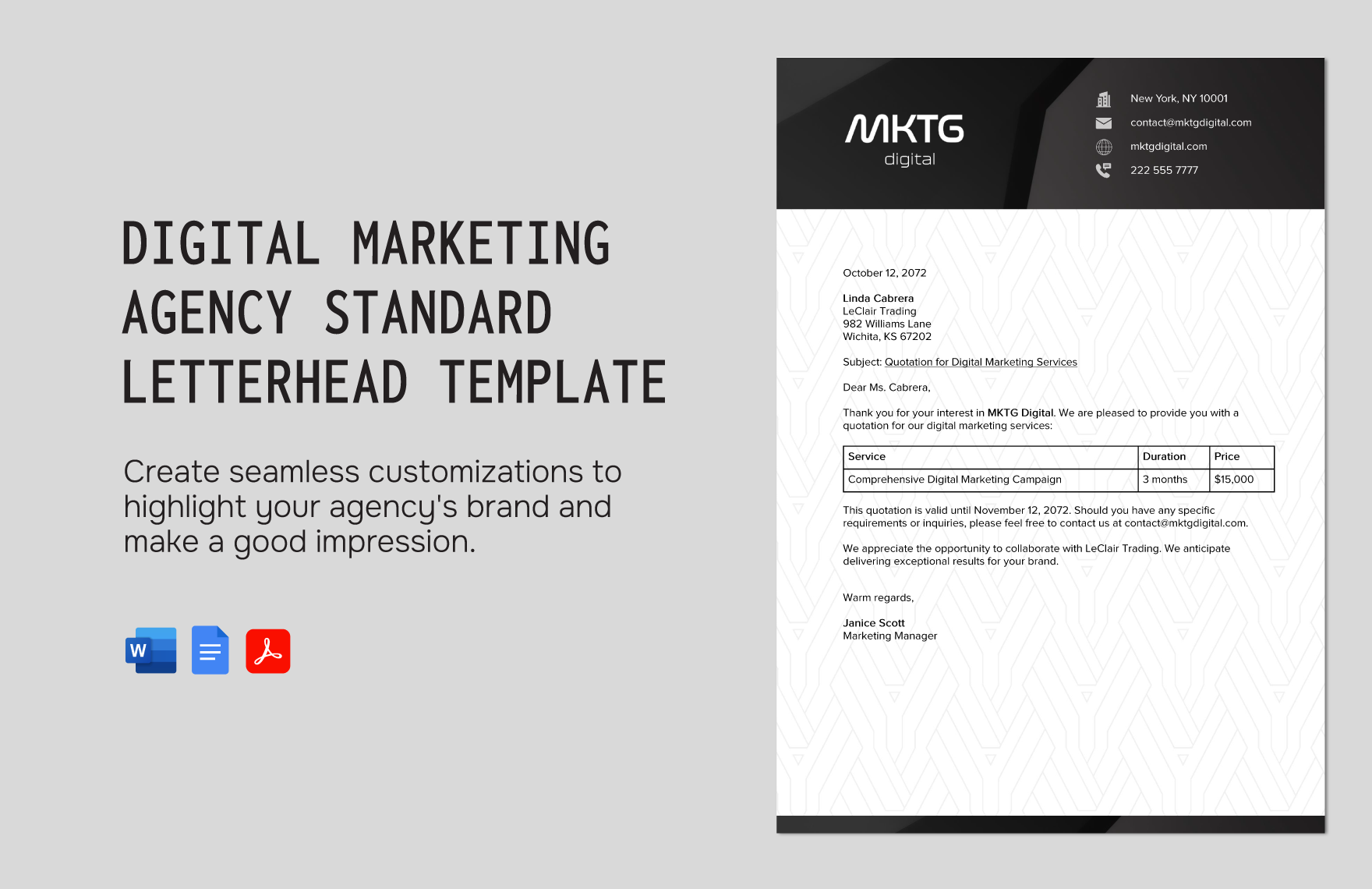 Digital Marketing Agency Standard Letterhead Template