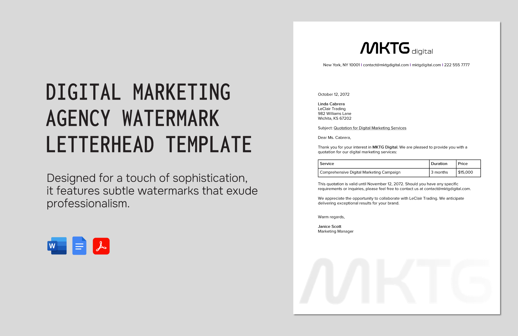 Digital Marketing Agency Watermark Letterhead Template