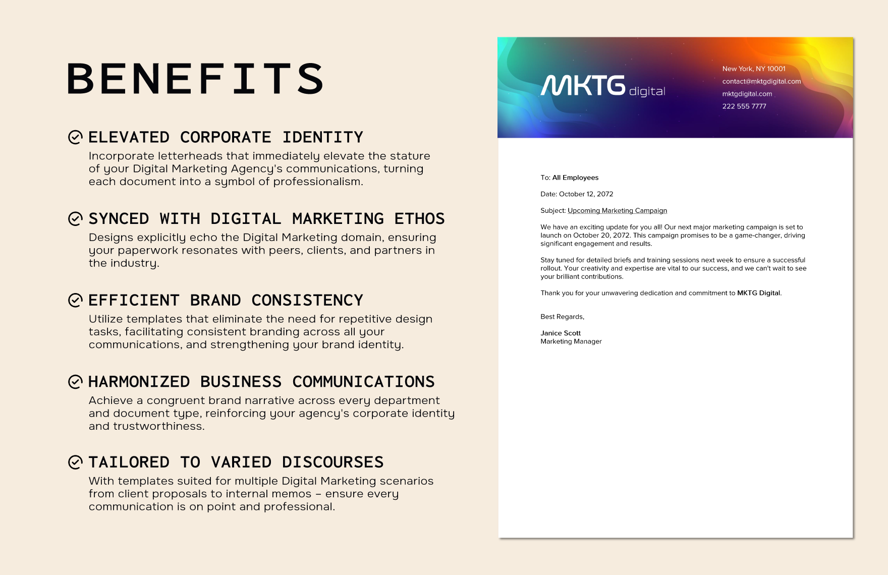 Digital Marketing Agency Colorful Letterhead Template
