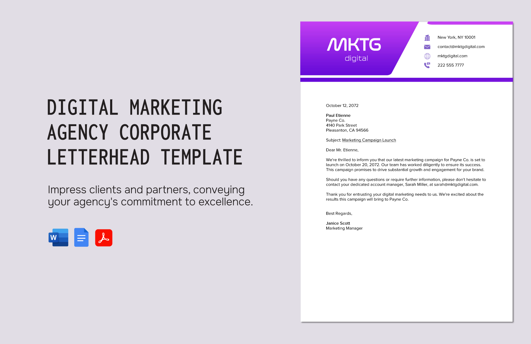 Digital Marketing Agency Corporate Letterhead Template