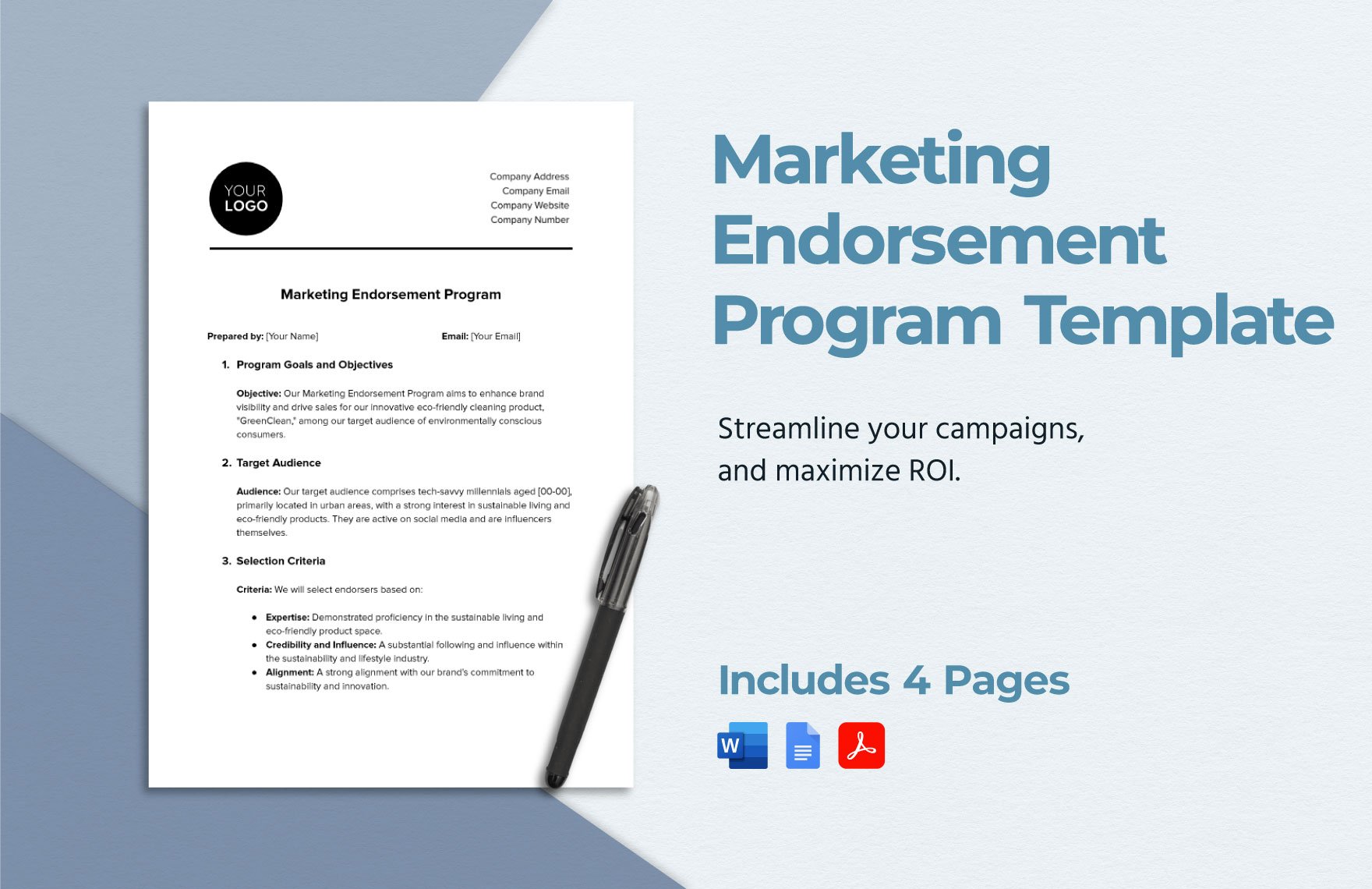 Marketing Endorsement Program Template in Word, Google Docs, PDF