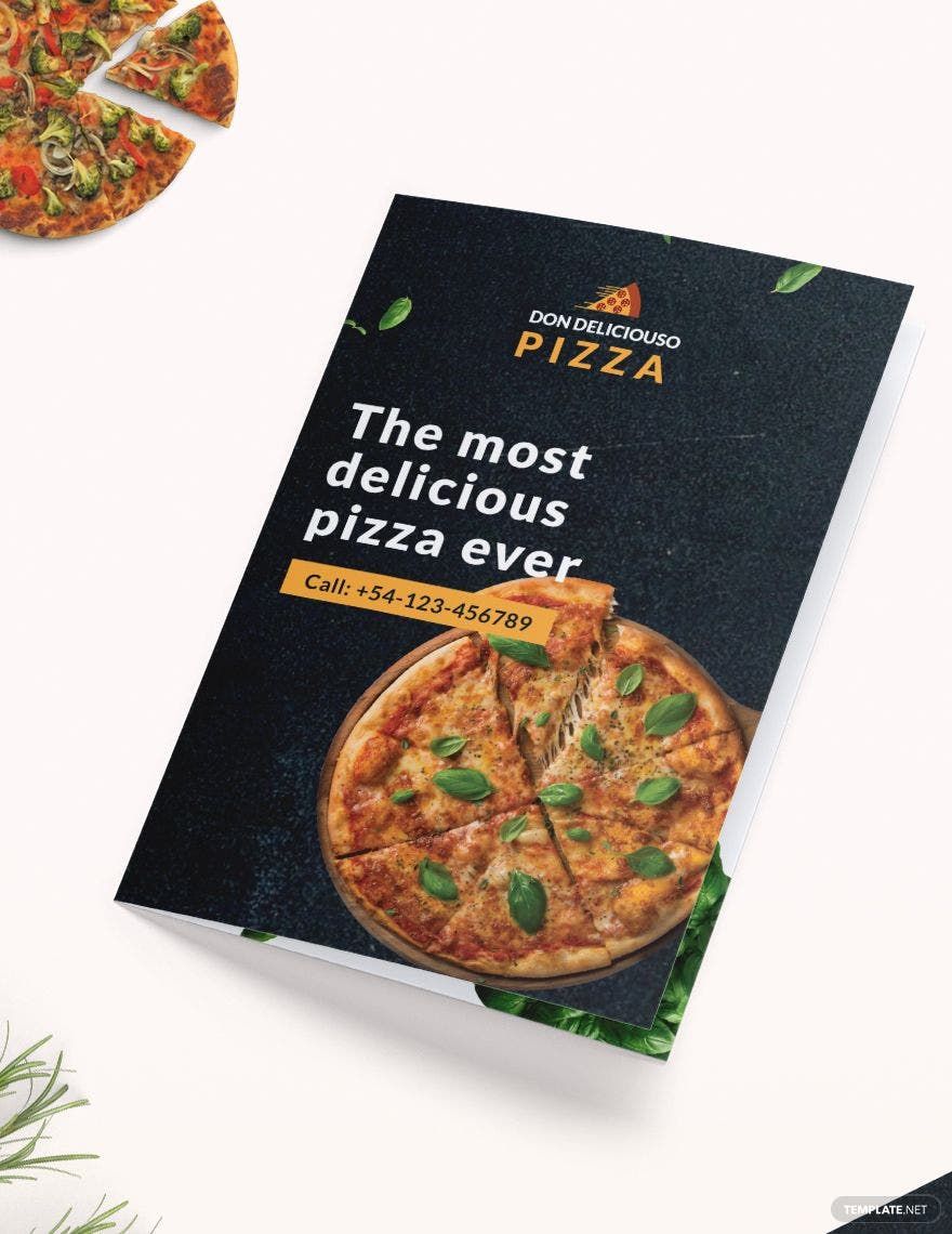 Pizza Parlor Take-out Bifold Brochure Template
