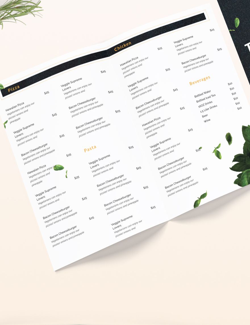 Pizza Parlor Take-out Bifold Brochure Template