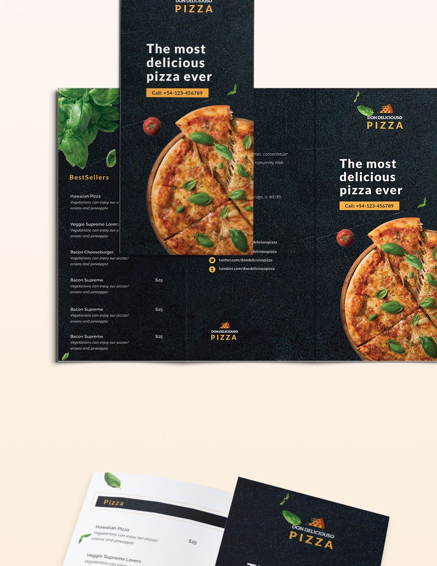 Pizza Parlor Take-out Trifold Brochure Template