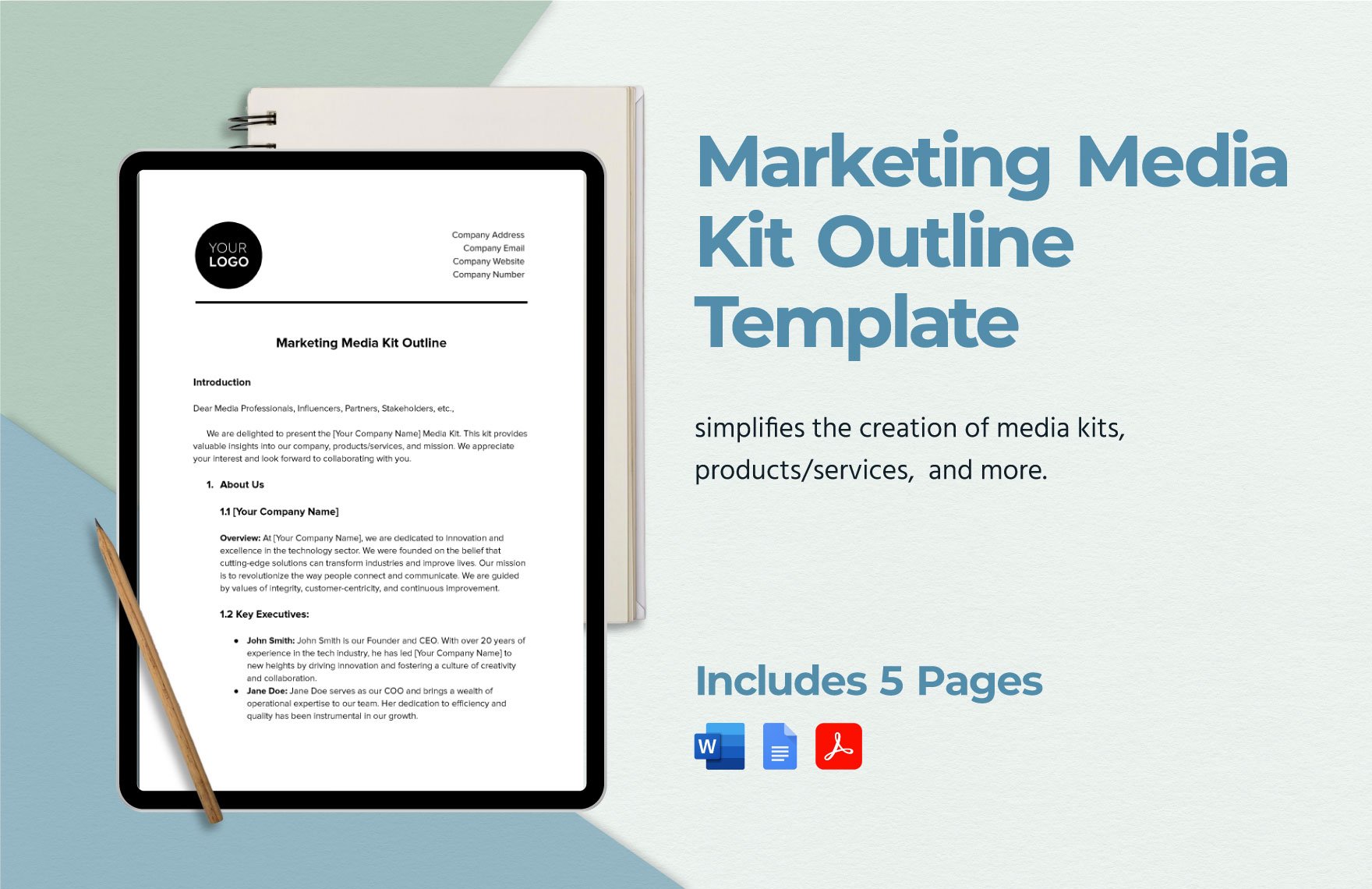 Marketing Media Kit Outline Template in Word, Google Docs, PDF
