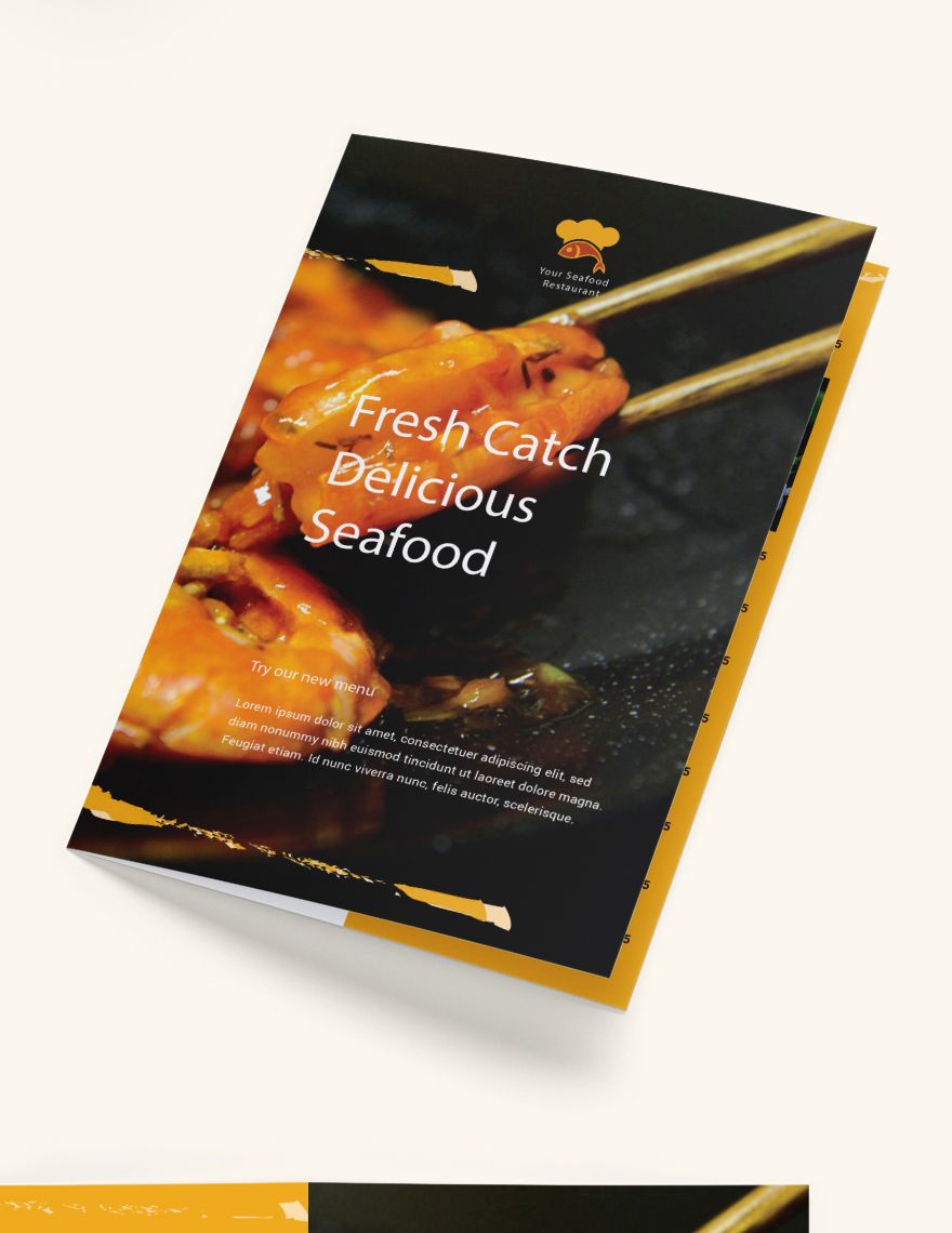 Seafood Restaurant Take-out Bifold Brochure Template