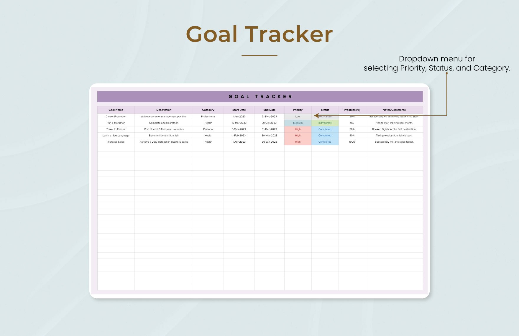 Goal Tracker Template