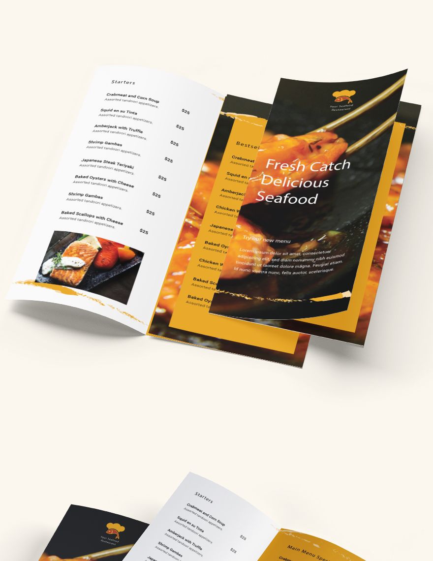 Seafood Restaurant Takeout Trifold Brochure 