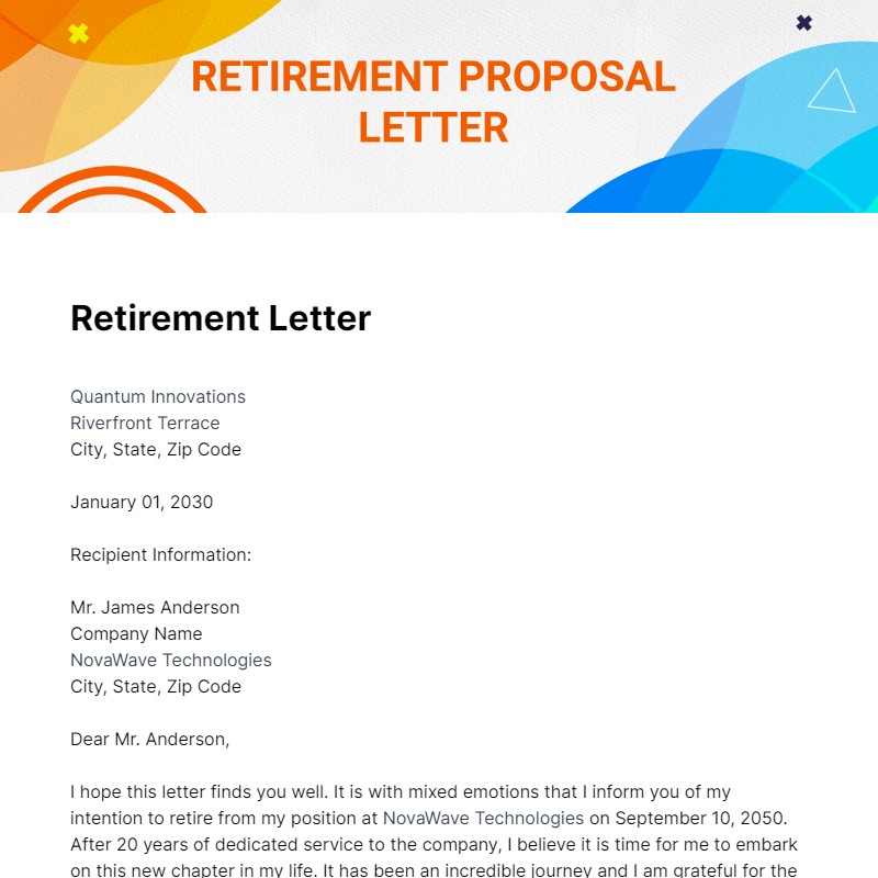 Free Retirement Proposal Letter