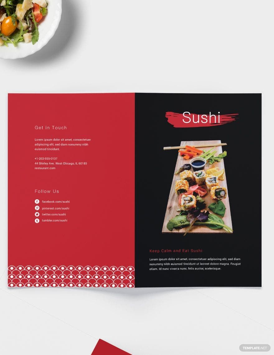Sushi Restaurant Take-out Bifold Brochure Template