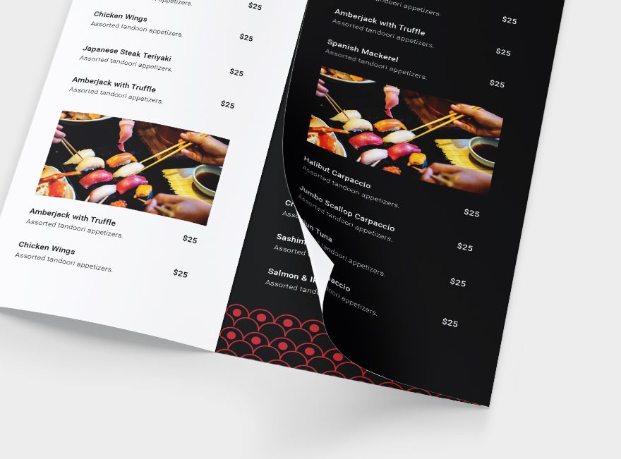 Sushi Restaurant Take-out Trifold Brochure Template