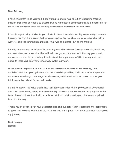 Free Training Excuse Letter Template to Edit Online