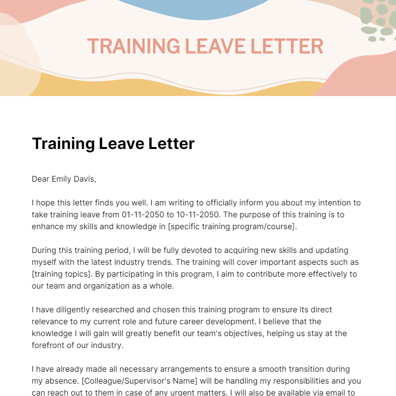 Free Training Leave Letter