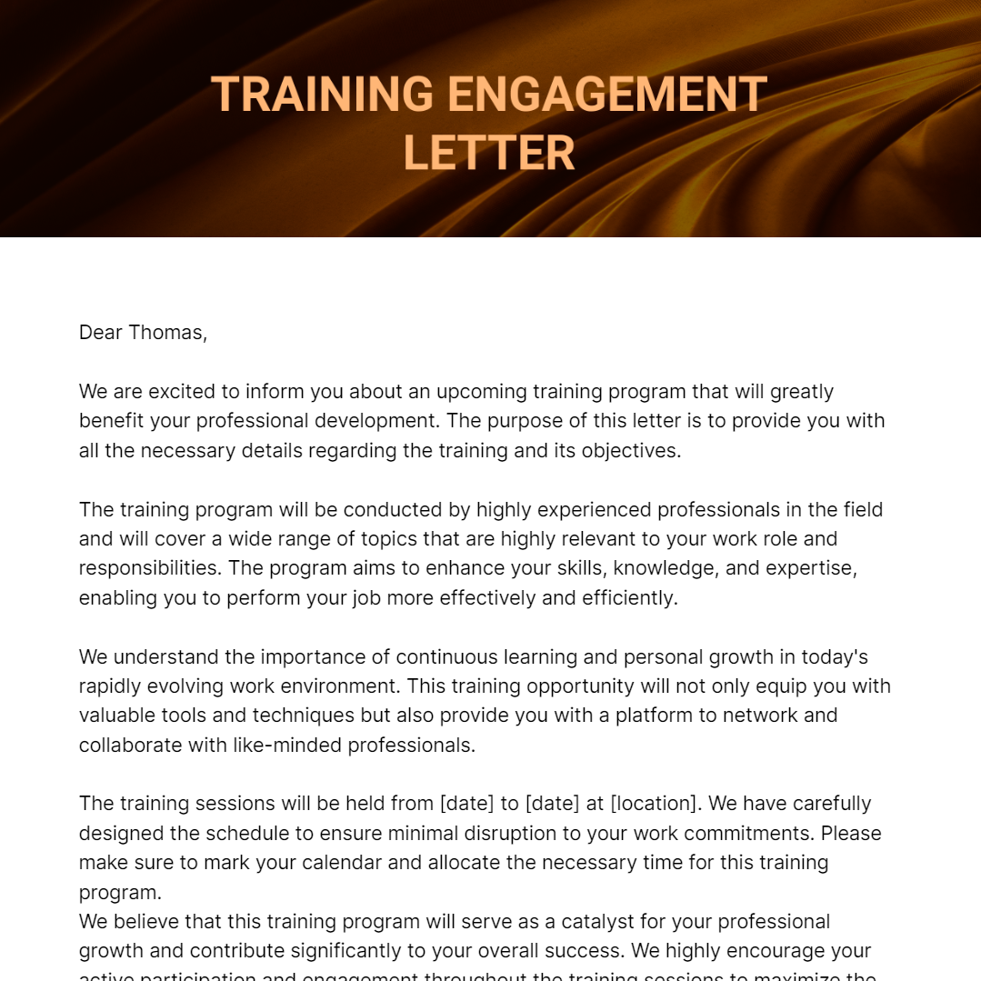 Training Engagement Letter Template