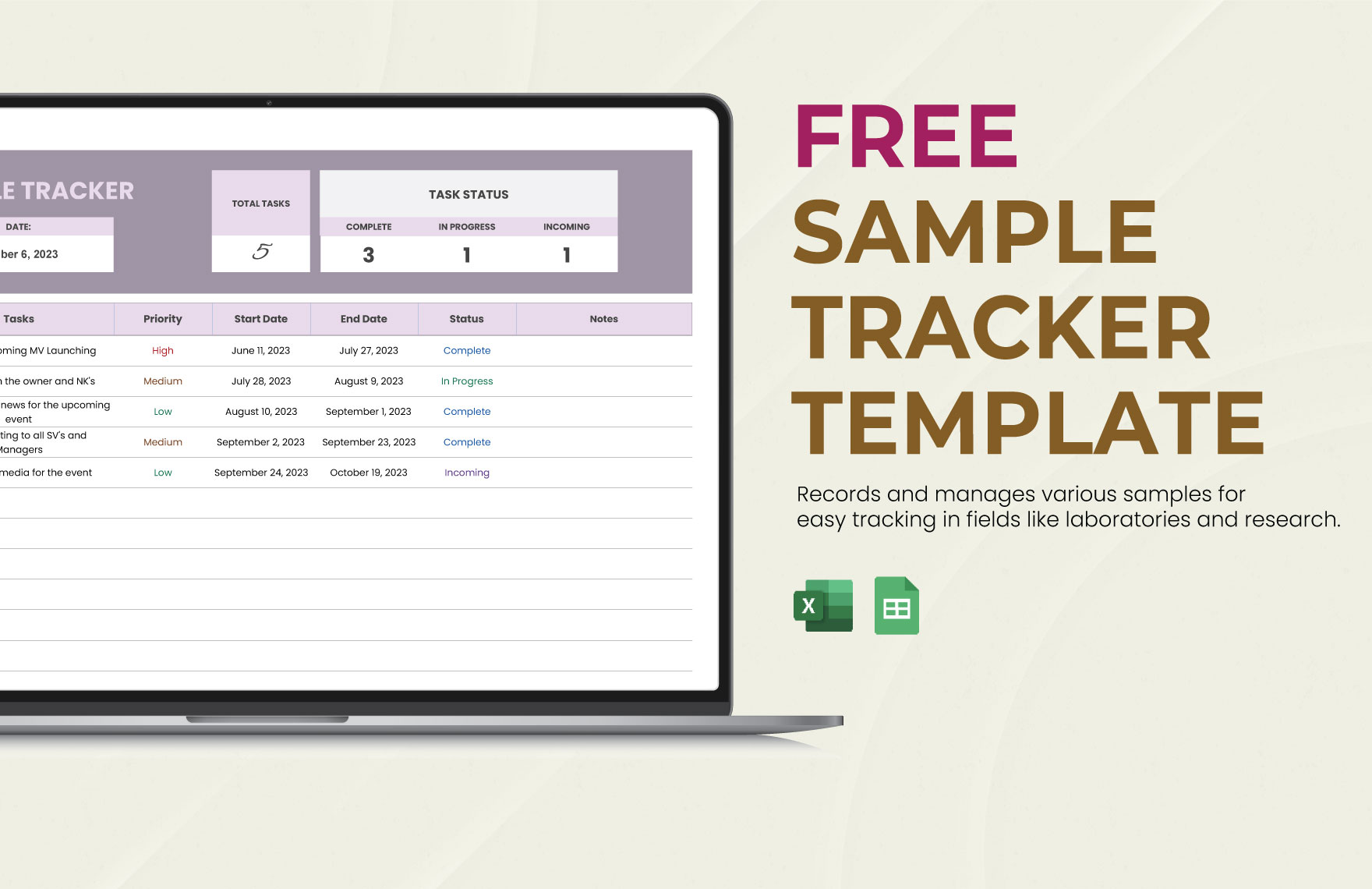 Sample Tracker Template