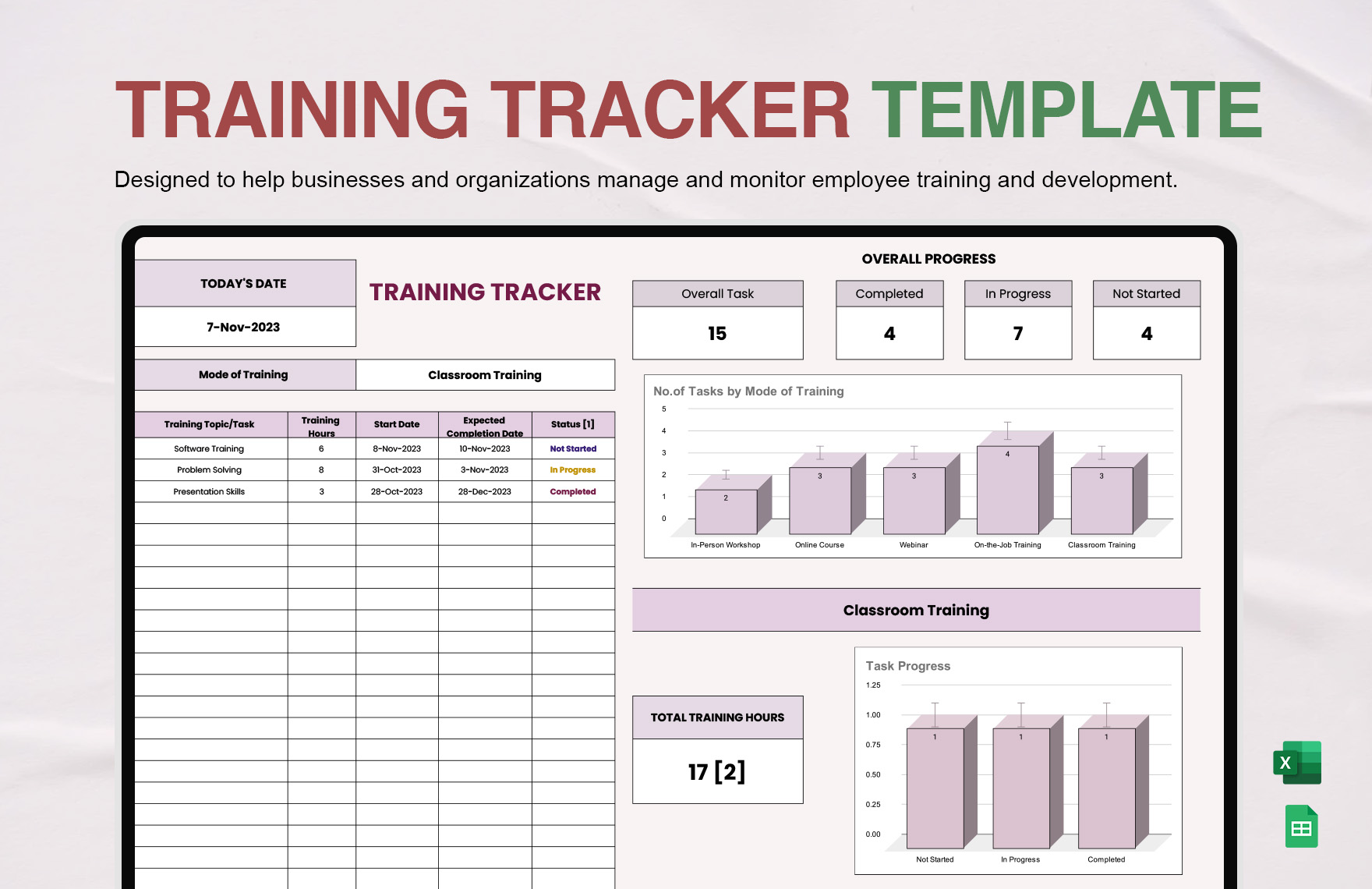 Training Plan Tracker Template Prntbl concejomunicipaldechinu gov co